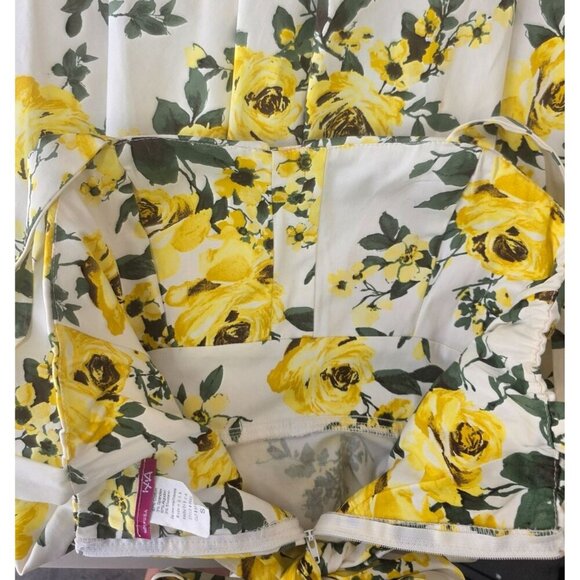 IXIA 40s Inspired Bold Yellow Floral Sundress Sz S Sweetheart Neck Tie Back - Picture 4 of 7